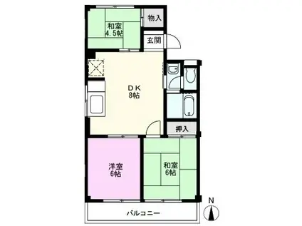 ビクトリアマンション(3DK/1階)の間取り写真