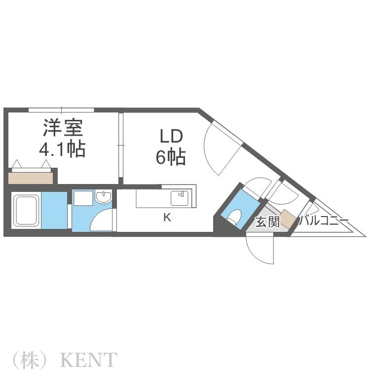 アイビル18(1LDK/2階)の間取り写真