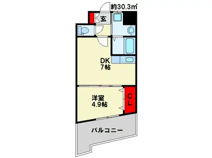 IL PALAZZO DEL SOLE (1DK/5階)の間取り写真