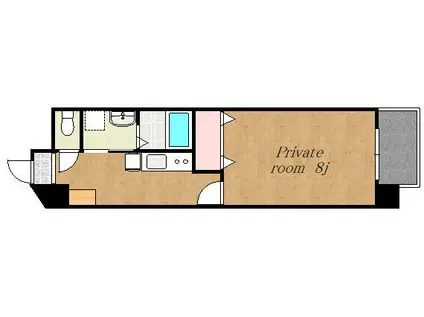 シャトーフォレスト(1K/3階)の間取り写真