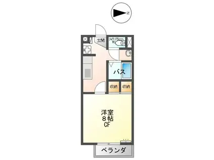 ボヌール(1K/2階)の間取り写真