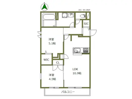 GRACEFUL RESIDENCE(2LDK/2階)の間取り写真