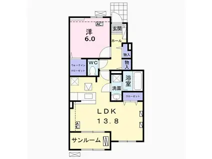 オークフィールド(1LDK/1階)の間取り写真