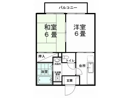 ジュネス結城 D棟(2K/2階)の間取り写真