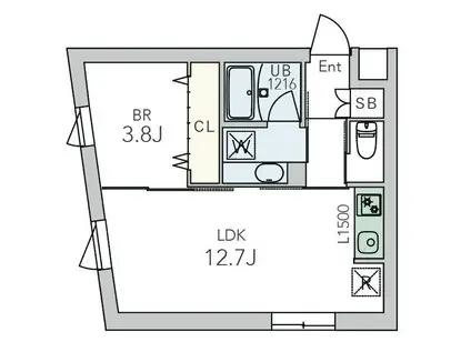 GRANDUO中野6(1LDK/1階)の間取り写真