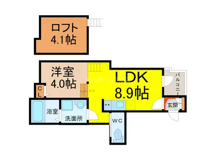 GLADO金山(1LDK/1階)の間取り写真