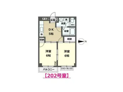 エルディムラーク(2DK/2階)の間取り写真