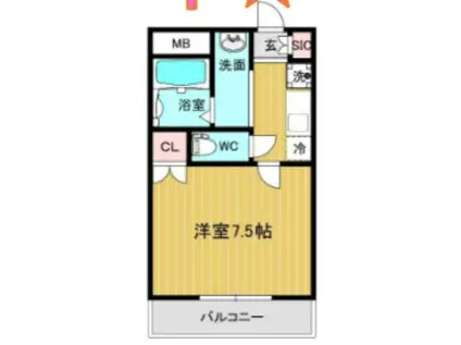 リアライズ津高(1K/5階)の間取り写真