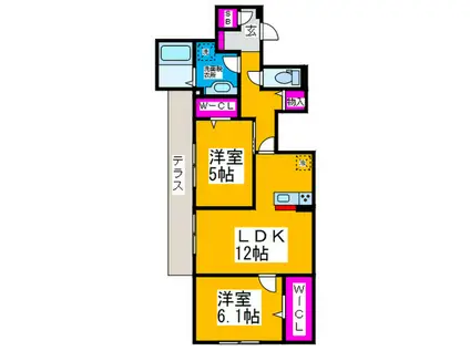 アンフェルム(2LDK/1階)の間取り写真