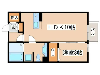 パークイーストⅢ(1LDK/2階)の間取り写真