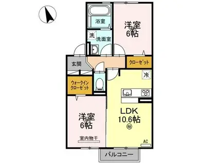 ルナソイア(2LDK/2階)の間取り写真