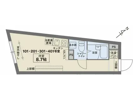 COCOFLAT武蔵小山(ワンルーム/1階)の間取り写真