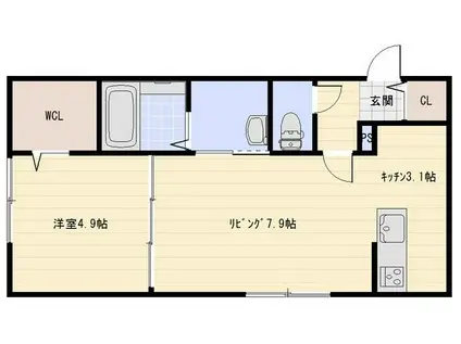 RICHESSE黄金(1LDK/2階)の間取り写真