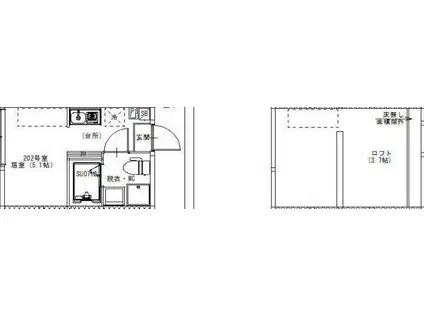 金町BASE(ワンルーム/2階)の間取り写真