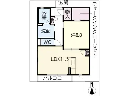 ガーデンハイツ(1LDK/1階)の間取り写真