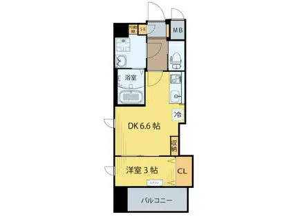 クラウド泉中央イースト(1DK/7階)の間取り写真