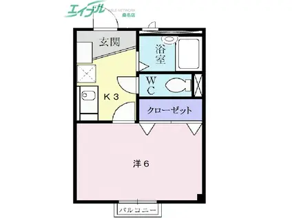 スペランツァII(1K/2階)の間取り写真