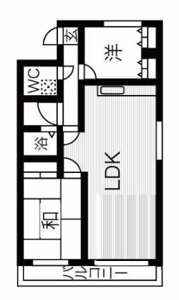 ルピナス伏見(2LDK/2階)の間取り写真