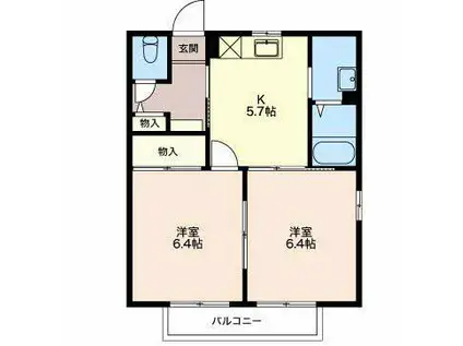 サンライズ(2DK/1階)の間取り写真