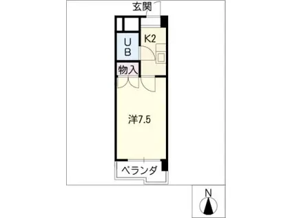 デンマークハイツ(1K/4階)の間取り写真