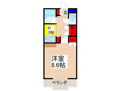 アイビス小絹A(1K/3階)の間取り写真