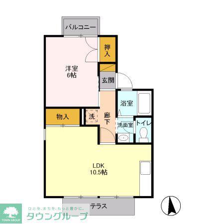 セジュール千木良B(1LDK/1階)の間取り写真