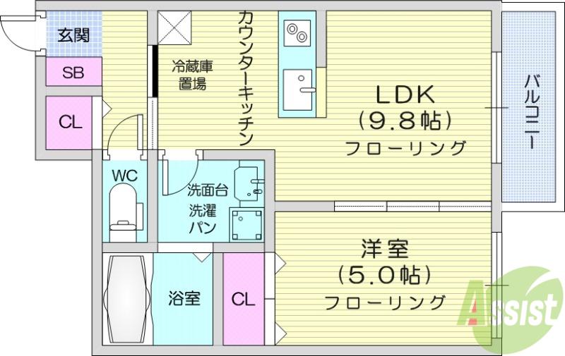 ラ・コッリーナ市名坂(1LDK/1階)の間取り写真