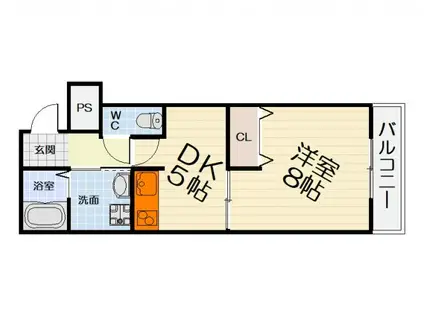 FELIZ高石(1DK/2階)の間取り写真