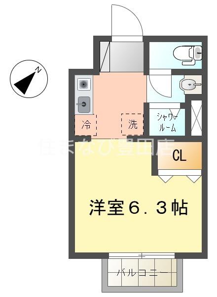 シャルムスズキ(1K/2階)の間取り写真