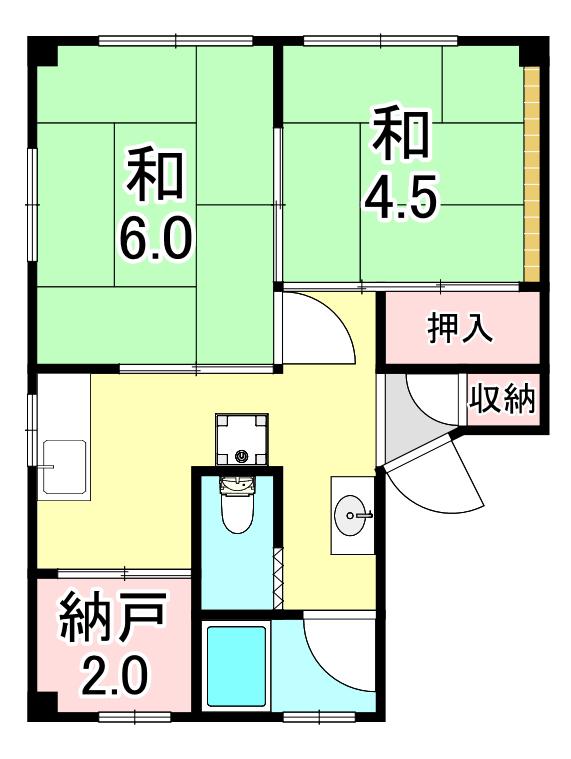 木下マンション(2SK/3階)の間取り写真