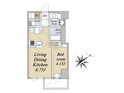 クレストコート旗の台(1LDK/3階)の間取り写真