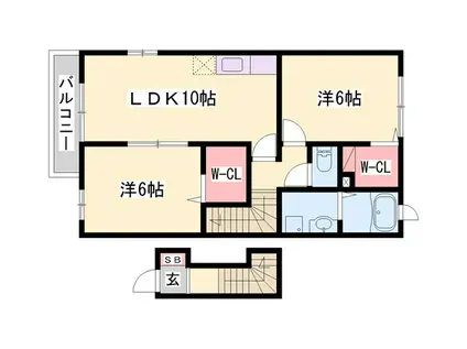 さくら 壱番館(2LDK/2階)の間取り写真