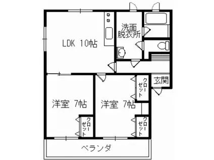 プリエ花園(2LDK/1階)の間取り写真