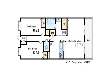 エヴァーグリーン瑞江III(2LDK/1階)の間取り写真