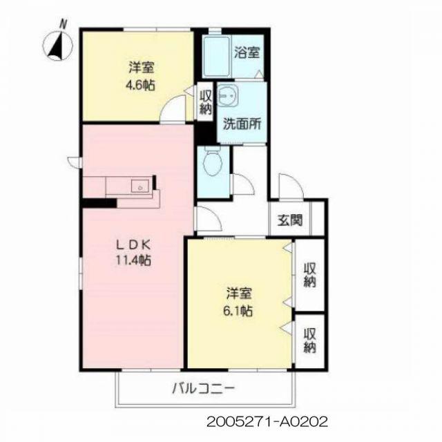 クレース・モールA棟(2LDK/2階)の間取り写真