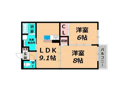 ファミール緑(2LDK/2階)の間取り写真