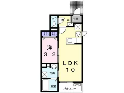 プルメリア(1LDK/1階)の間取り写真
