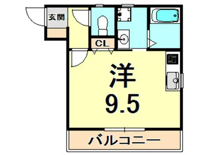 サンヴェルデ西宮(1K/3階)の間取り写真