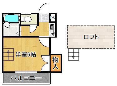 ウェーブ皇后崎(1K/2階)の間取り写真