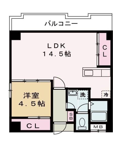シャトー三和III号館(1LDK/4階)の間取り写真