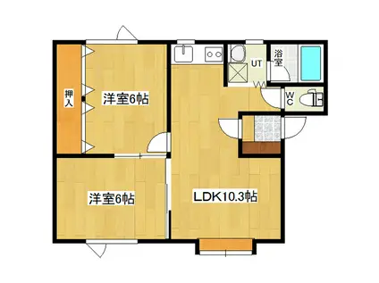 ハイツリラ(2LDK/2階)の間取り写真