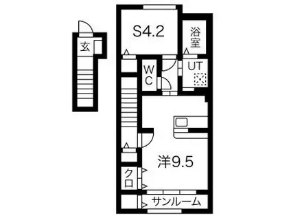 STONE RIVER STATION A棟(1LDK/2階)の間取り写真