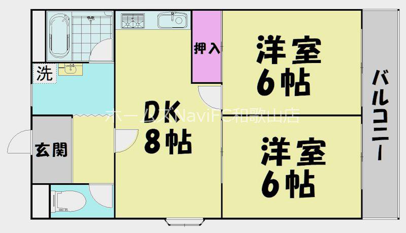 ラプラージュ松江中(2DK/2階)の間取り写真