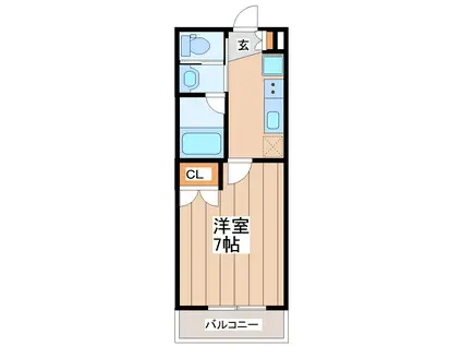 ノースグランデ(1K/2階)の間取り写真