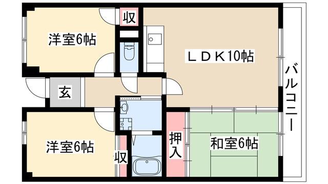 ハイツ平針(3LDK/4階)の間取り写真