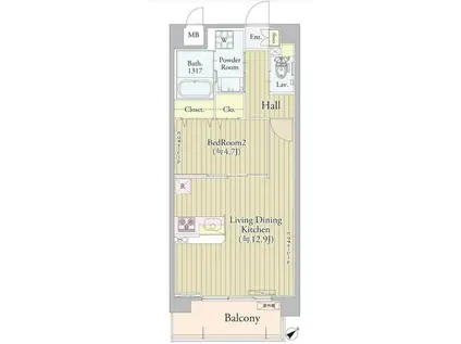 エストレリータ新宿落合(1LDK/3階)の間取り写真