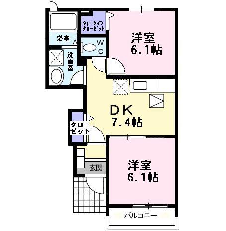 ハ-モニ-6(2DK/1階)の間取り写真