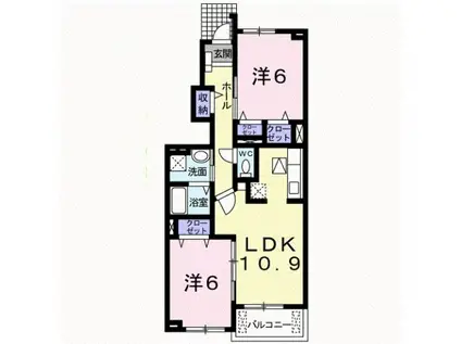 カーサ・フェリーチェ A(2LDK/1階)の間取り写真