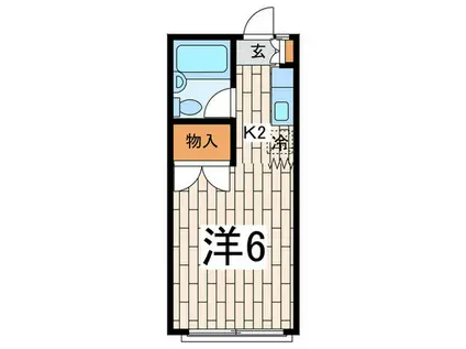 グリーンハイム(1K/2階)の間取り写真