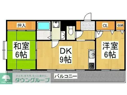 山崎第6ビル(2DK/3階)の間取り写真